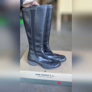 Merrell Black Leather Knee High Boots Size Women's 10